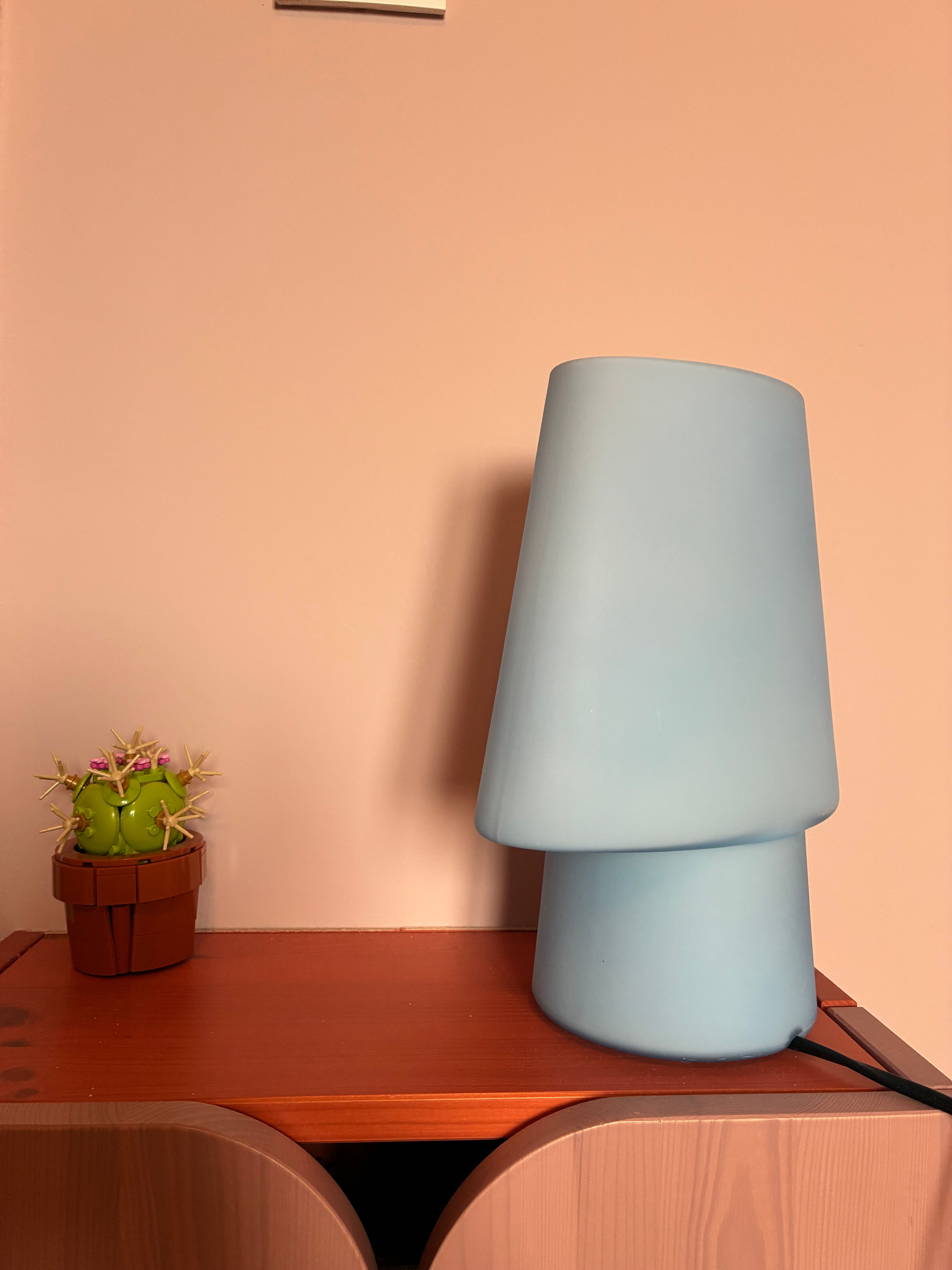 Lampe flore verre opaline Habitat 1990
