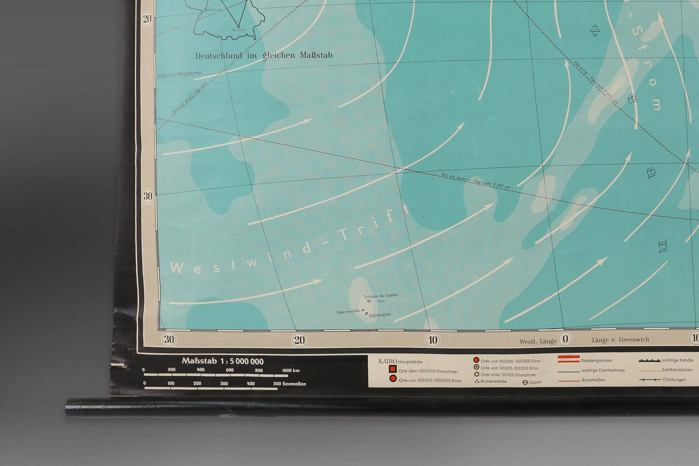 Large Educational Wall Chart or Map of Africa, Germany 1950s