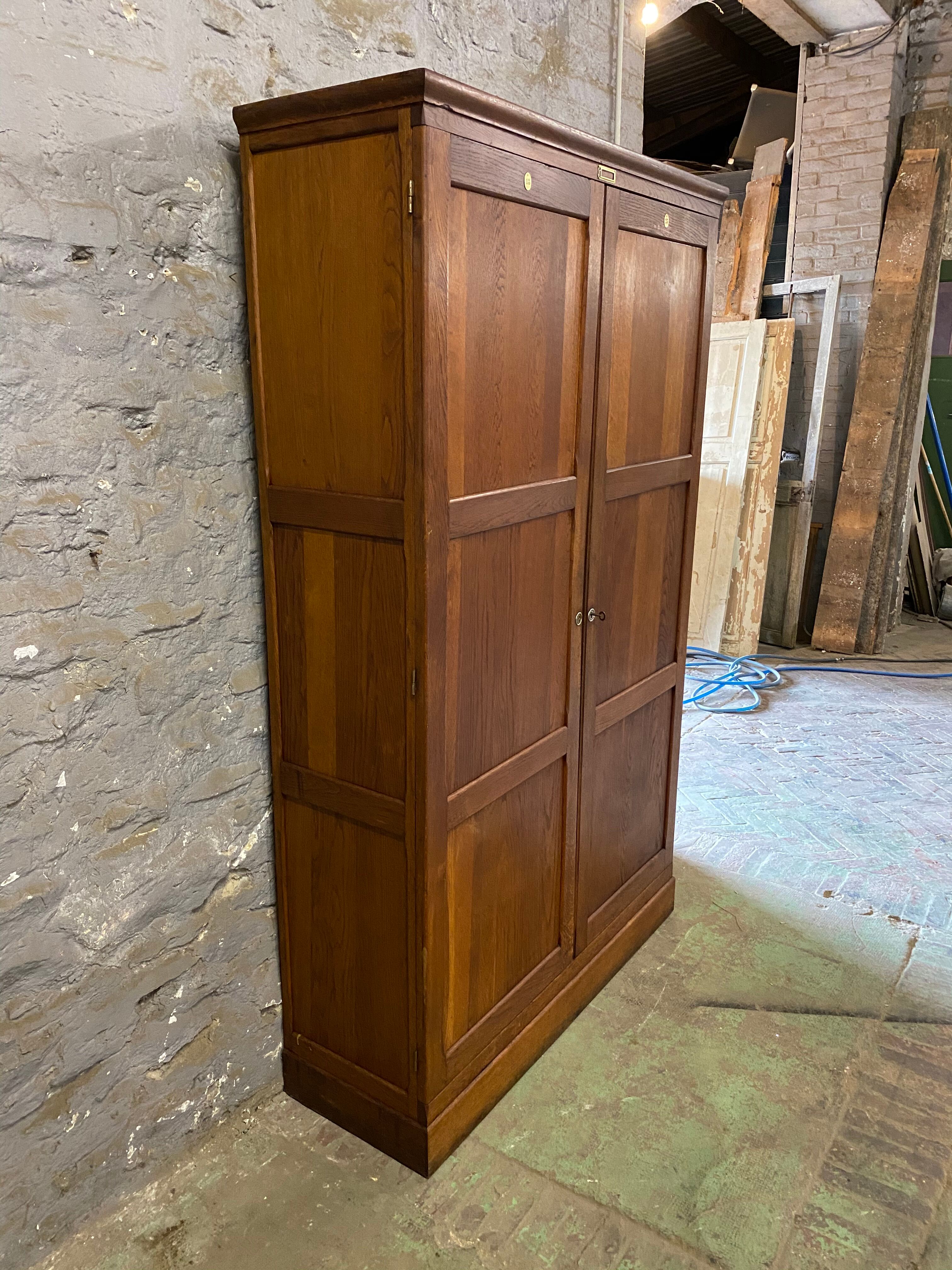 Vintage Parisian solid oak cabinet