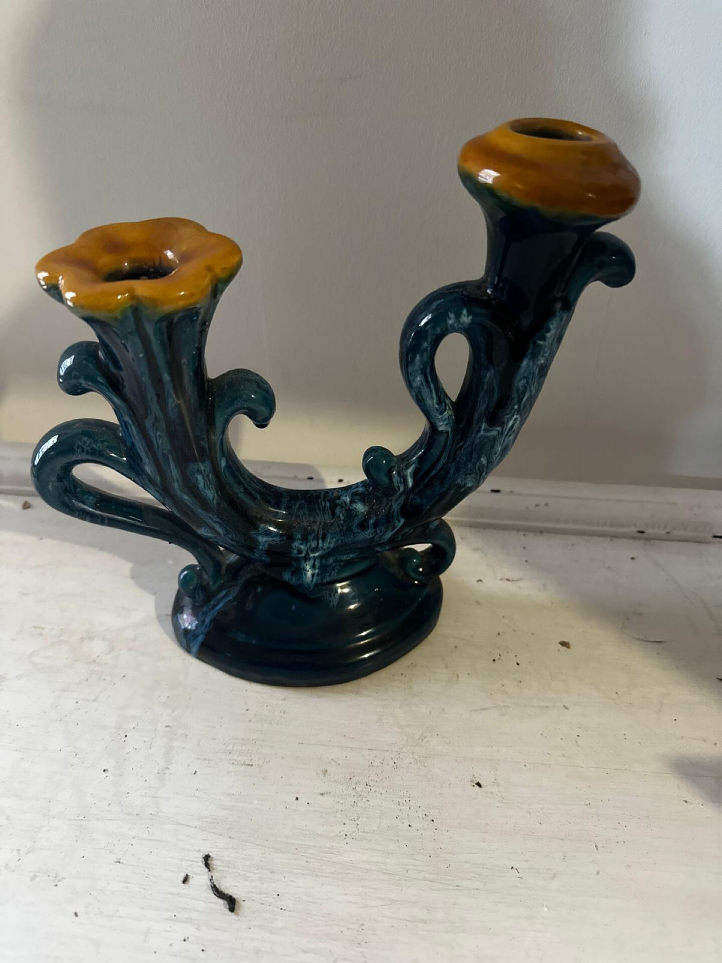 Vintage ceramic organic candlestick