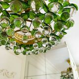 Lustre vintage à feuilles Murano en laiton massif