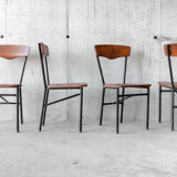 Set of 4 wood and metal vintage chairs