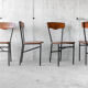 Set of 4 wood and metal vintage chairs