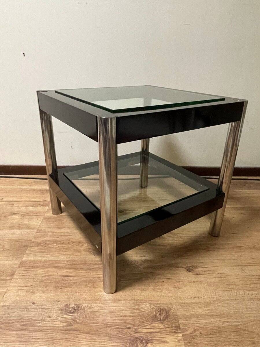 Modern coffee table with glass shelves, 1970s