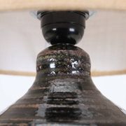 Rare, handcrafted Robert “Rob” Bentsen ceramic table lamp with a jute lampshade / Mid-century Danish modern design / 1960s / 1970s