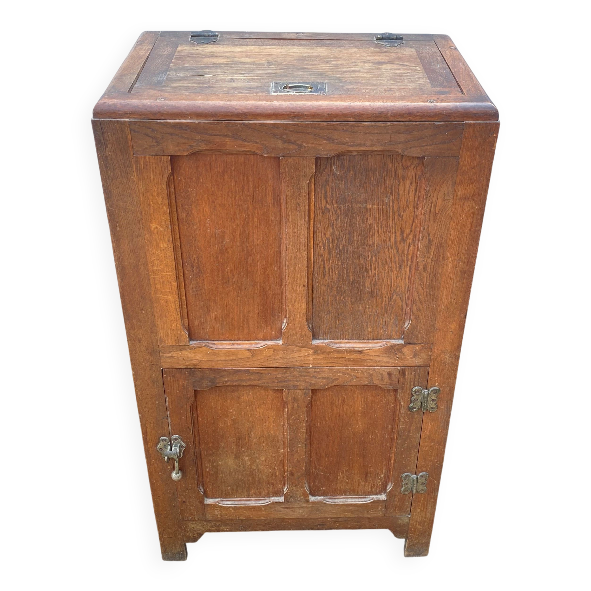 30s oak bar fridge wooden ice chest.
