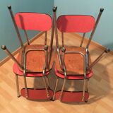 Series of 4 vintage chairs in red Formica year 1960