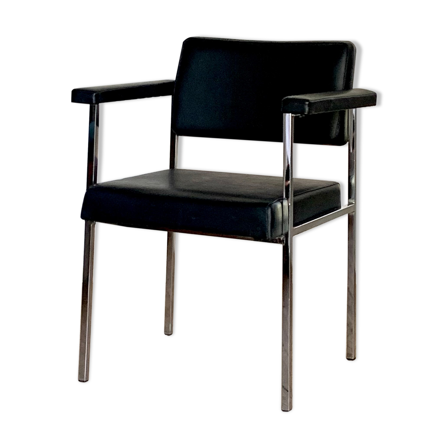 Vintage chrome and leatherette office chair