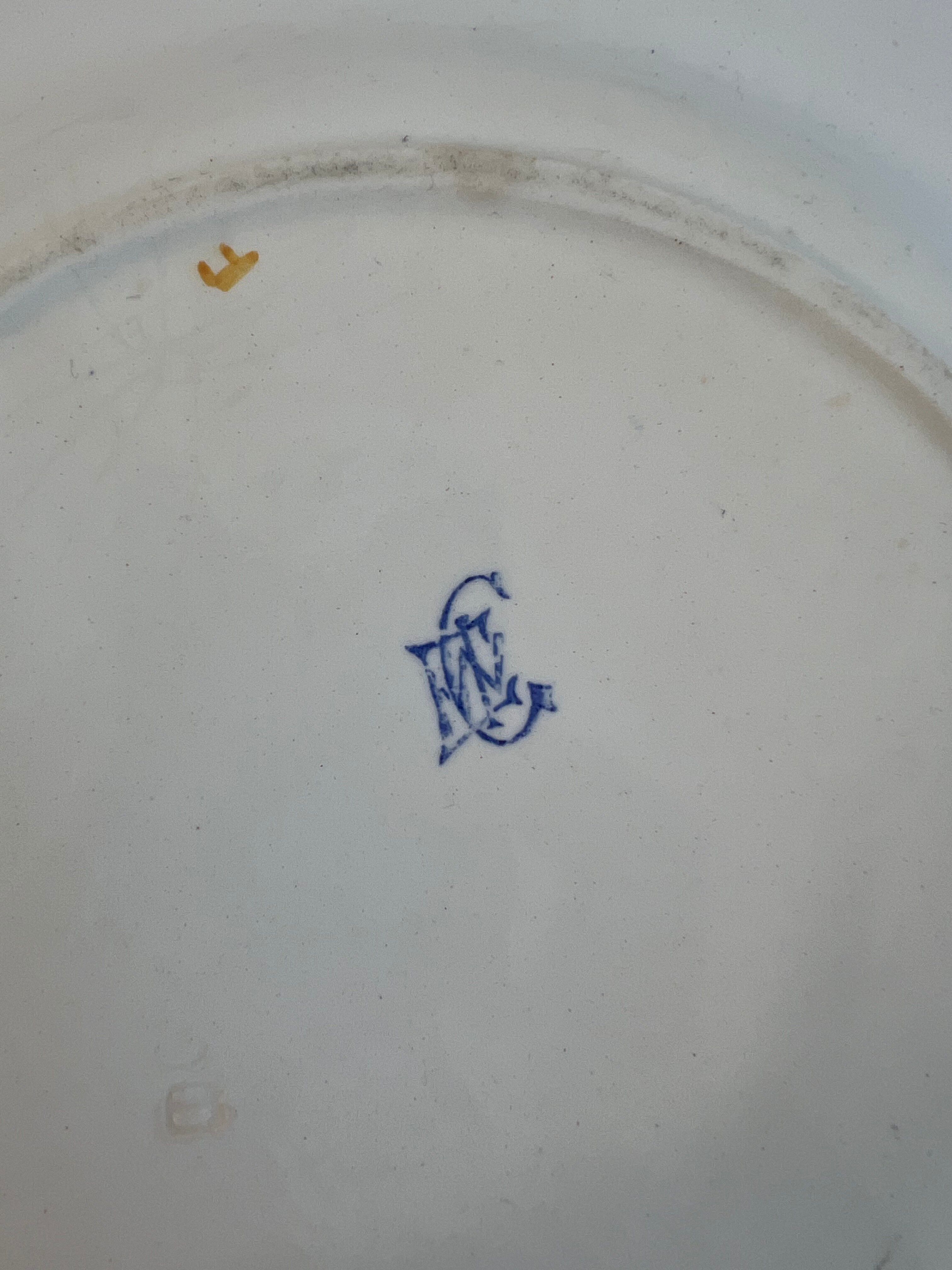 Antique plate in Gien earthenware — model “Rooster with Peonies”