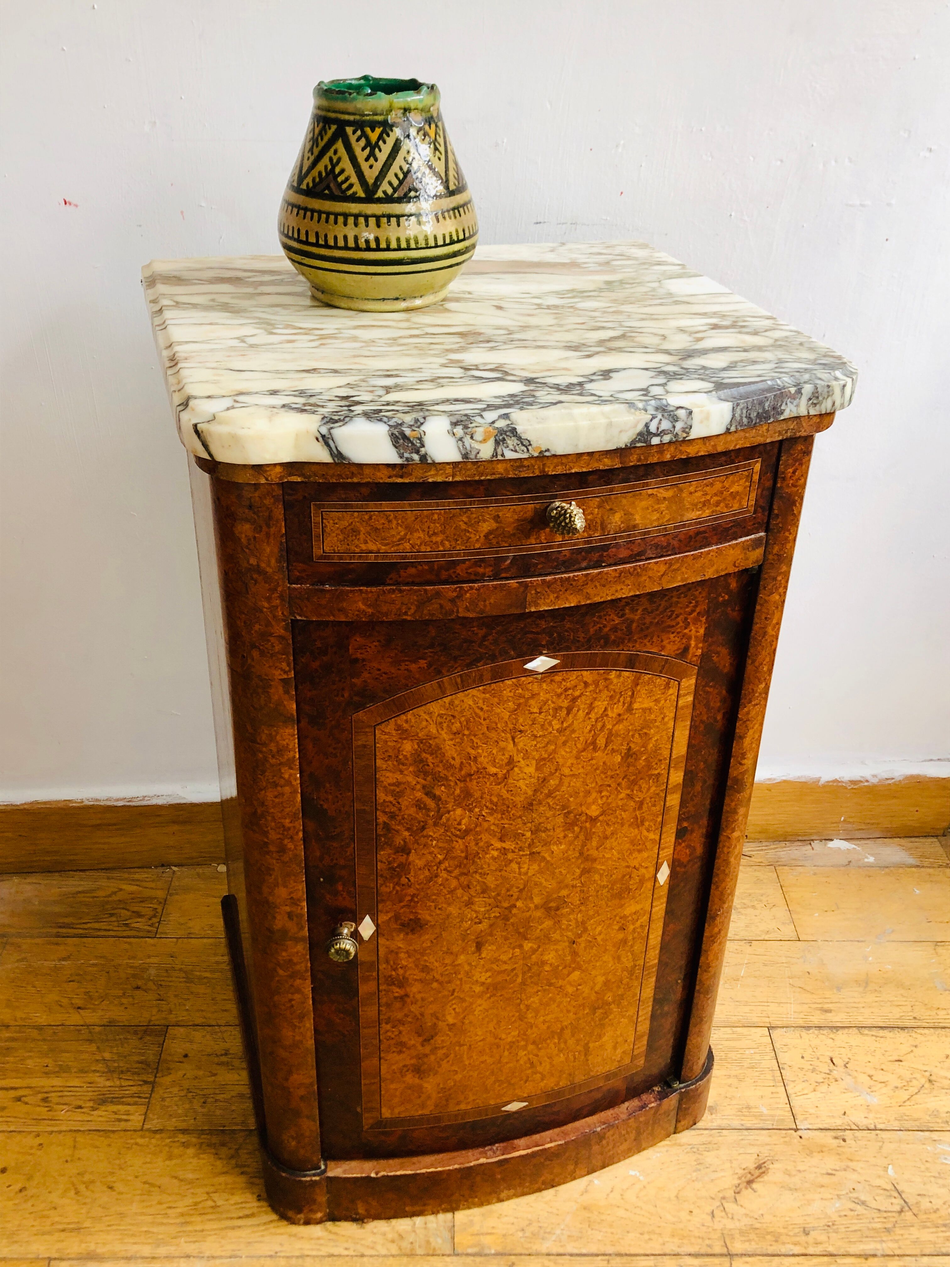 Marquetry bedside table