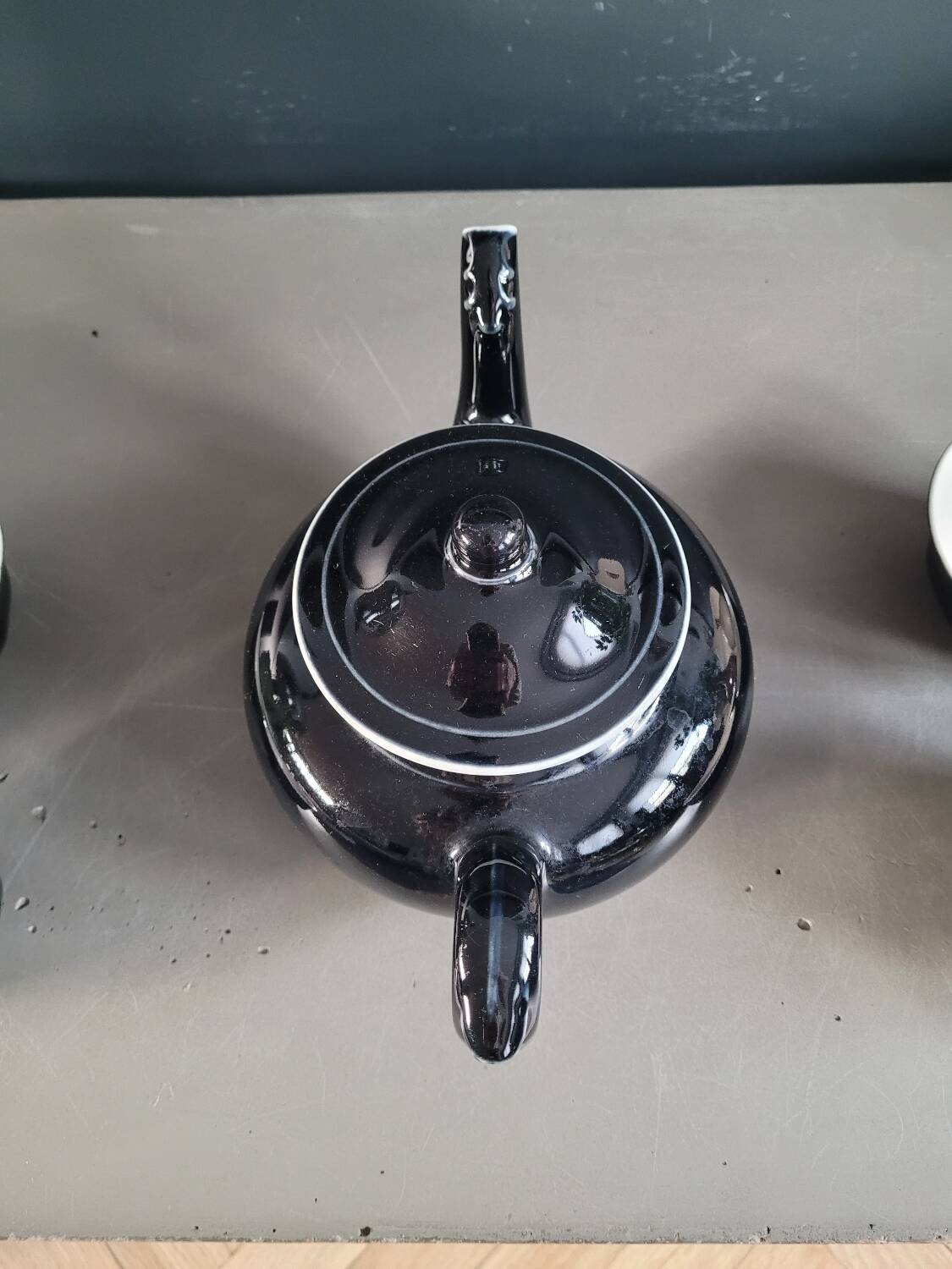 Antique black and white ceramic coffee set