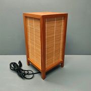 Tarogo Shoji living room lamp in wood and bamboo reeds Japan 80s