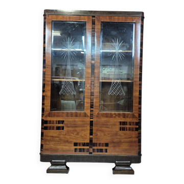 Art Deco Display Cabinet in Caucasian Walnut, Macassar Ebony and Oak, c. 19