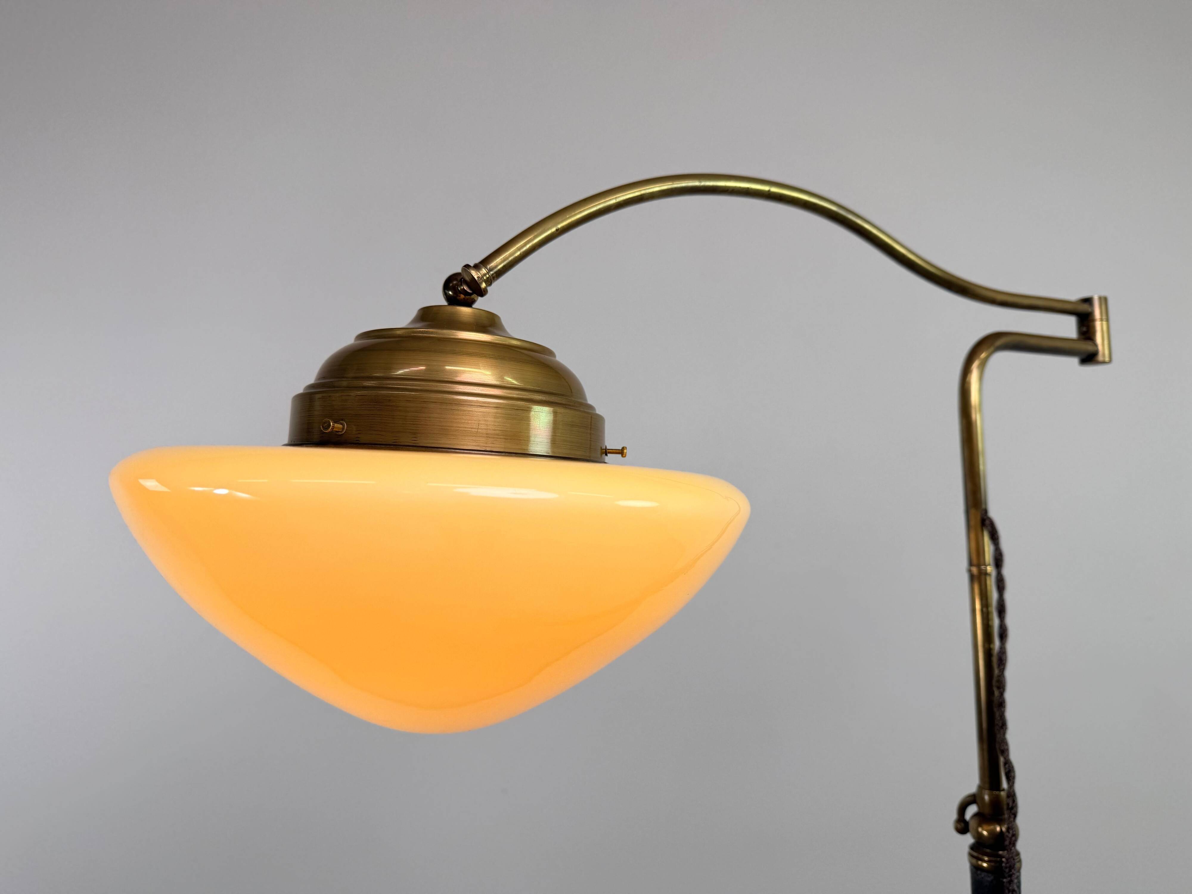 Art Deco brass floor lamp with adjustable height