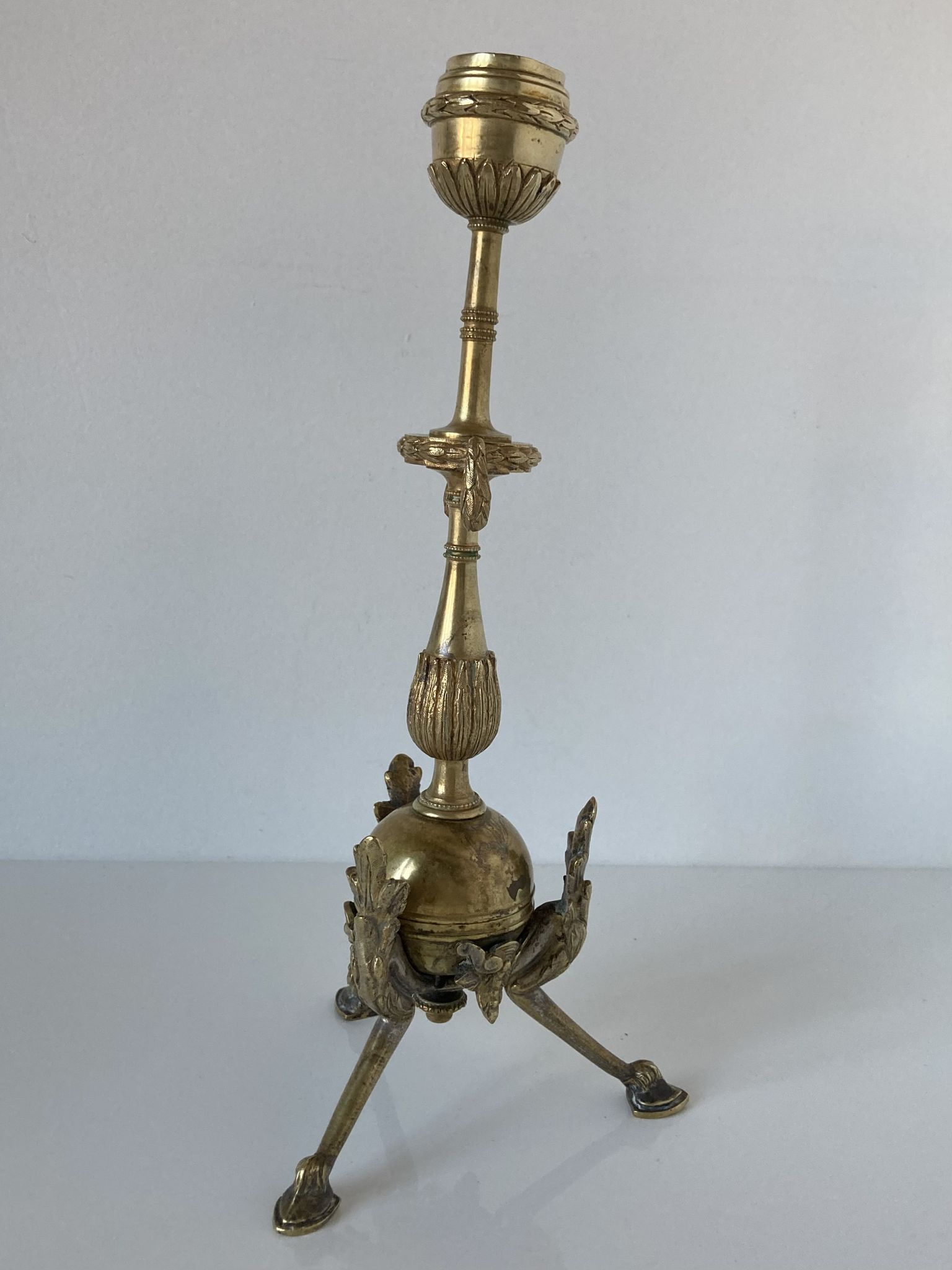 Pair of neoclassical style candlesticks in gilded bronze in the taste of Barbedienne