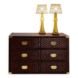 Vintage coastal woven rattan chest of drawers