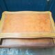 Louis XV style flat desk in walnut and leather