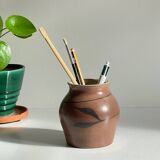 Vase artisanal signed stoneware vintage