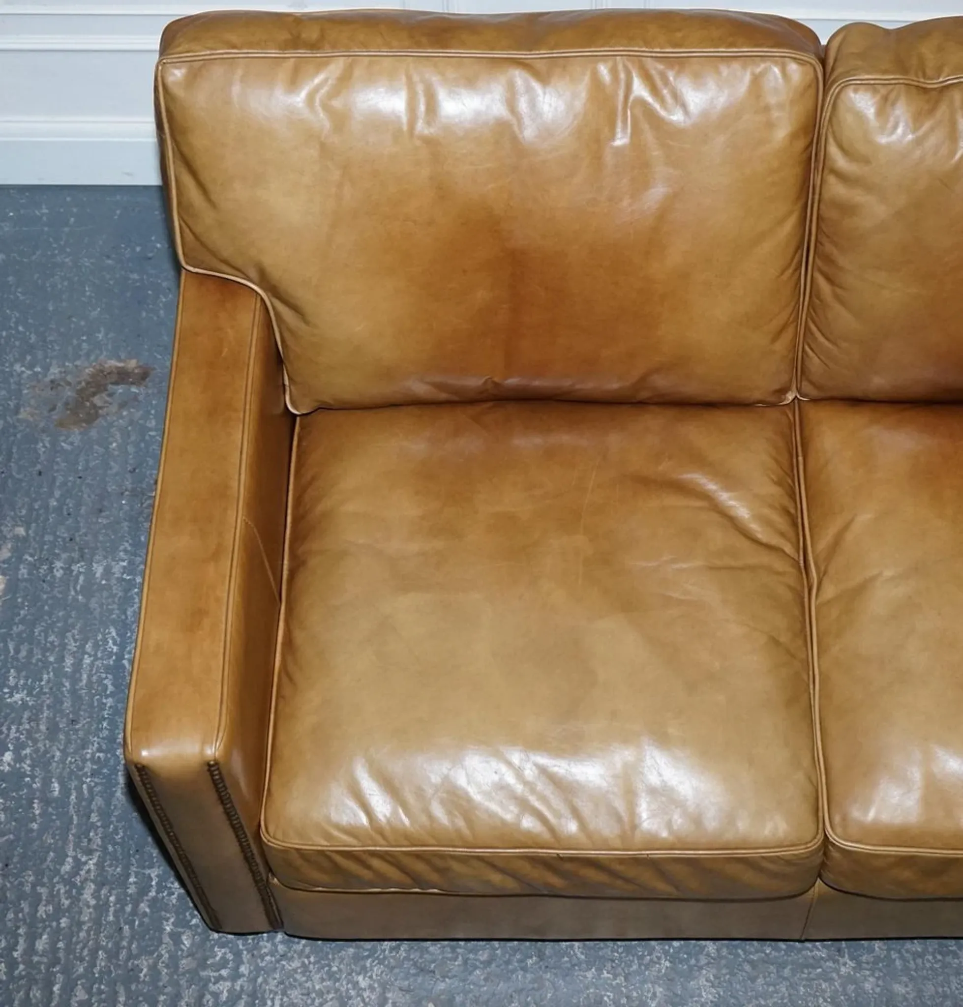 Halo Viscount Two-Seater Sofa in Tanned Leather by Timothy Oulton