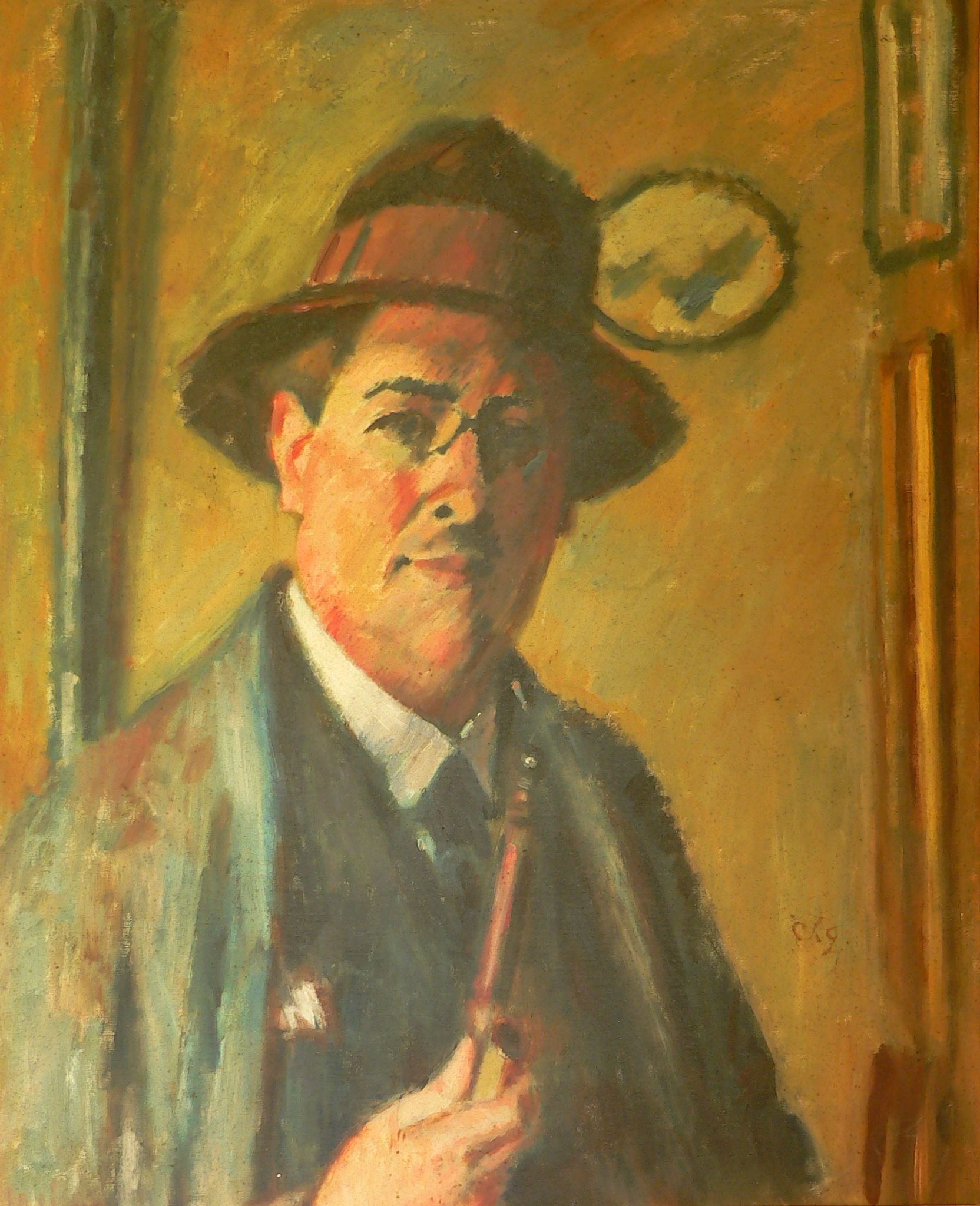 Charles François prosper Guérin (1875/1939)-self-portrait à la pipe-oil on canvas-signed.