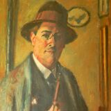 Charles François prosper Guérin (1875/1939)-self-portrait à la pipe-oil on canvas-signed.