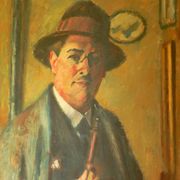 Charles François prosper Guérin (1875/1939)-self-portrait à la pipe-oil on canvas-signed.