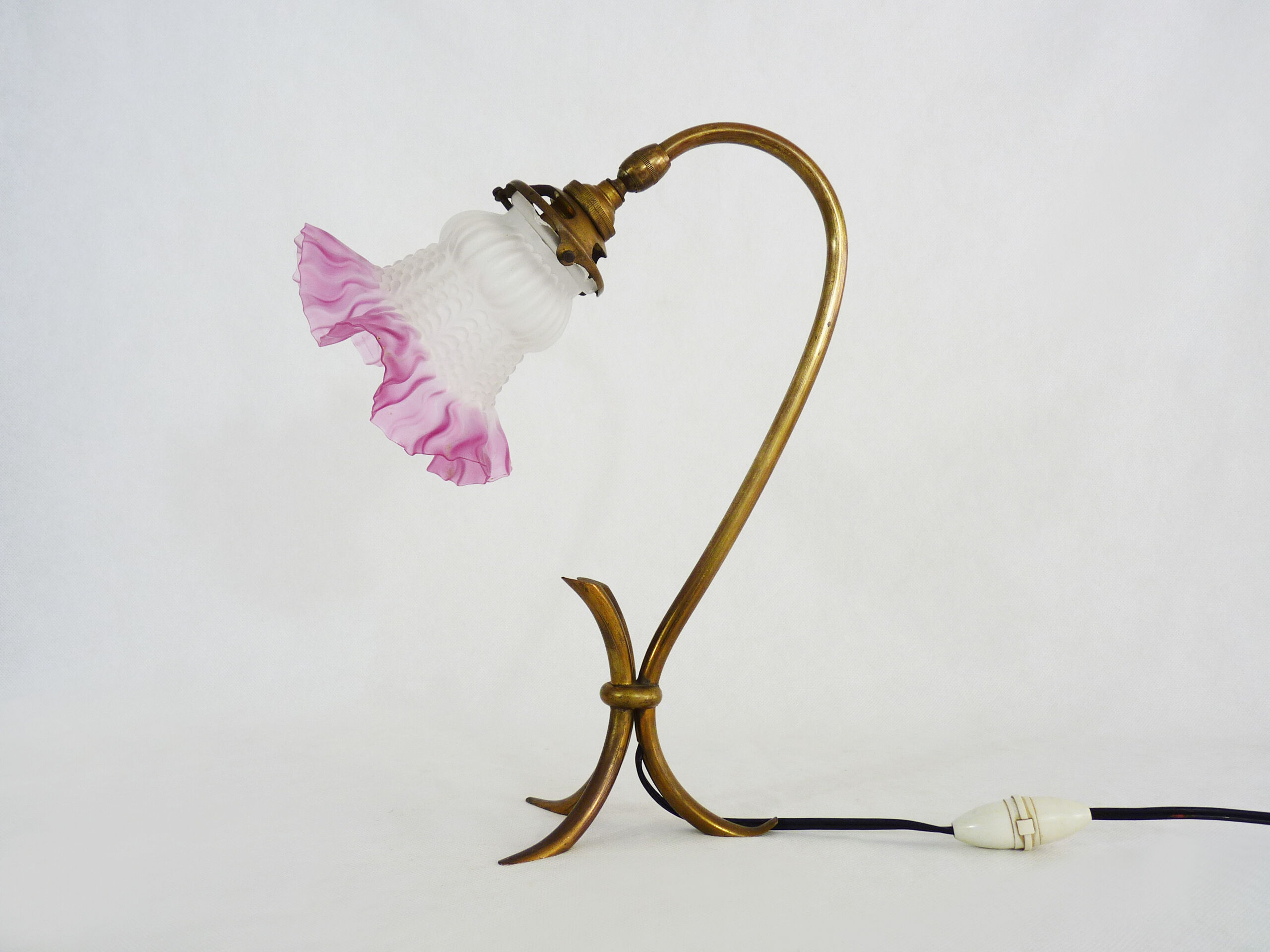 Art Deco Modernist tripod table lamp with brass swivel head