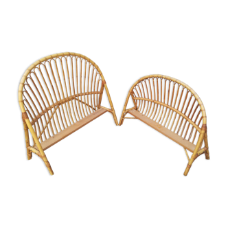 Rattan basket head and footboard
