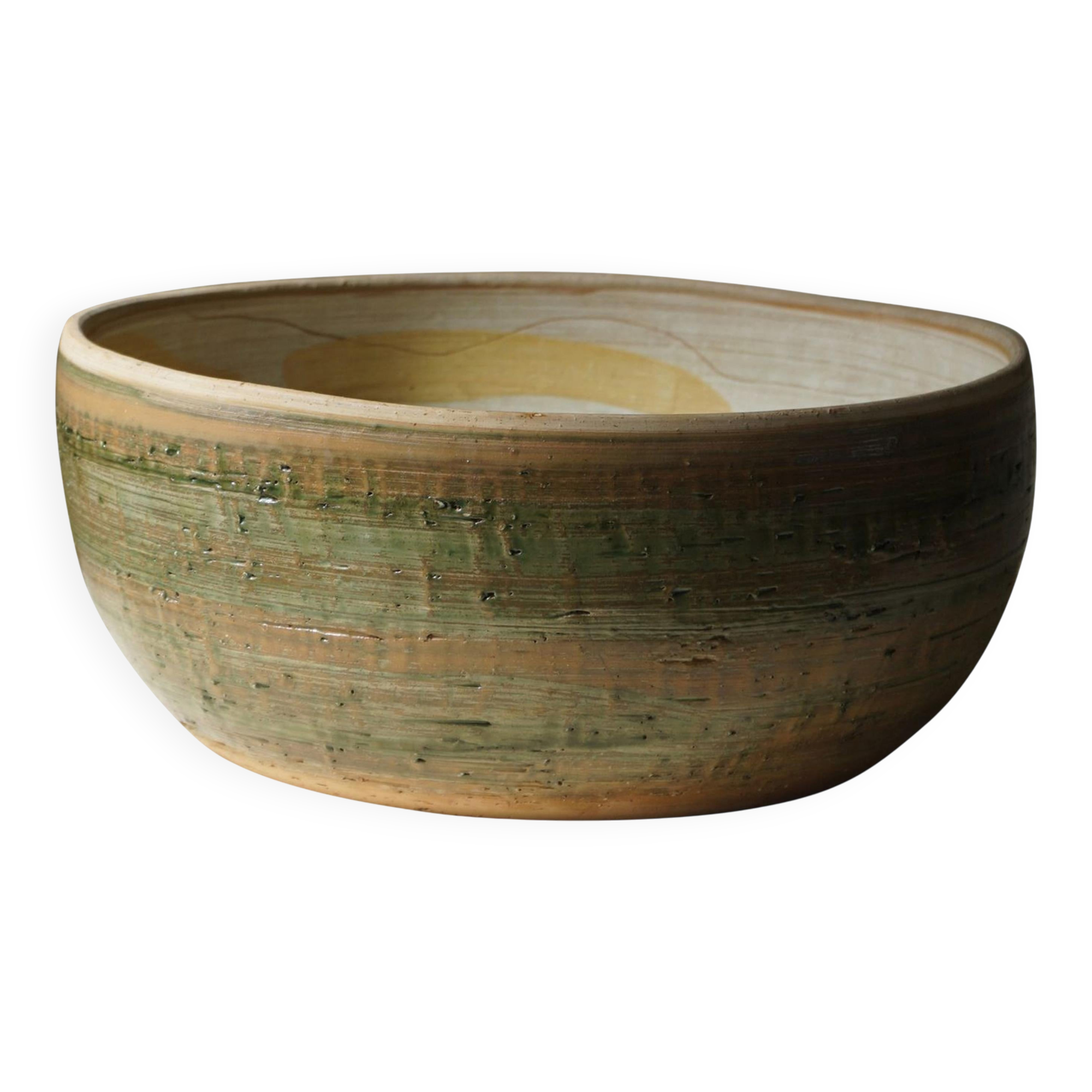 Large mid-century ceramic bowl by Hanne Schneider, 1988.