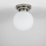 Large opaline glass globe ceiling lamp in Art Deco style.