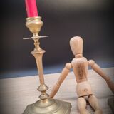 Pair brass candlesticks hexagon