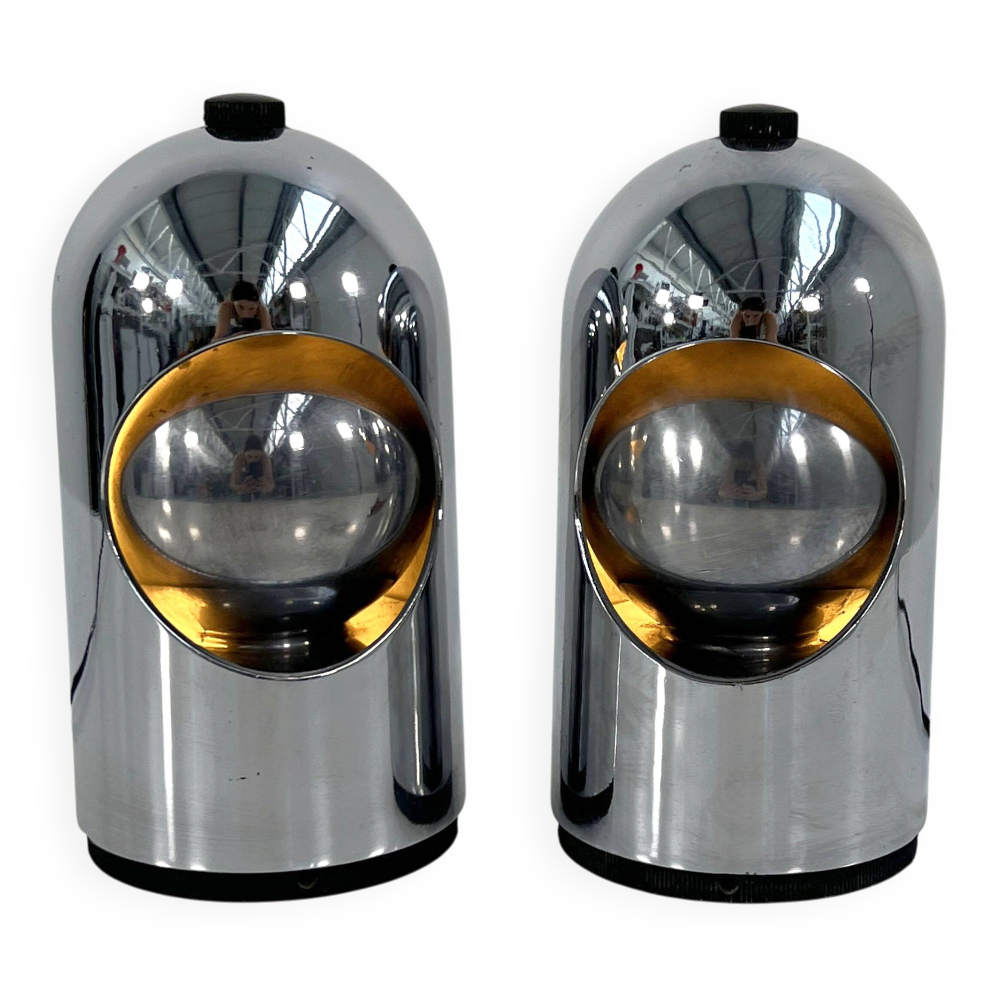 Pair of chrome Selene lamps by ABM, 1960