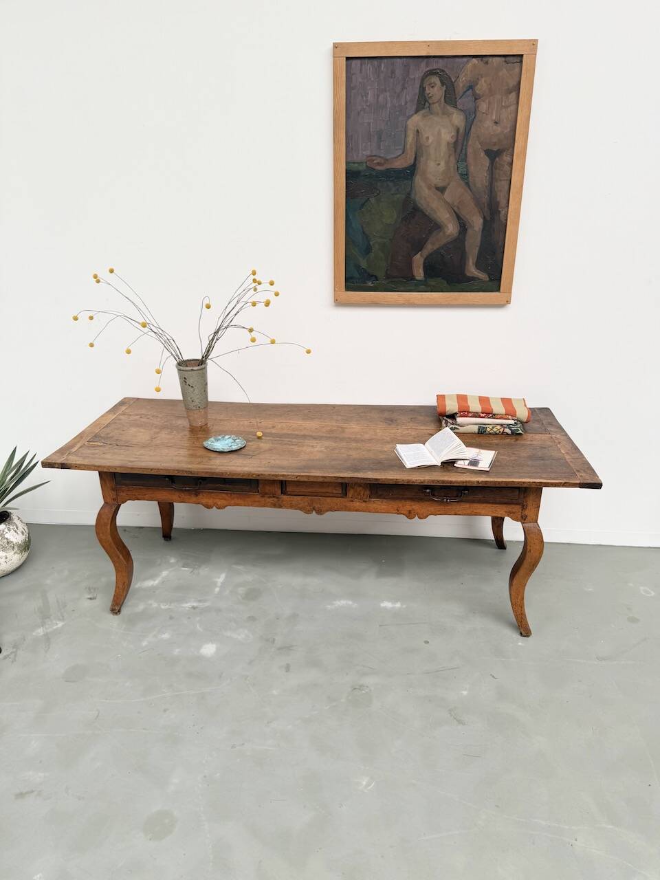 19th century walnut drapery table 2m1