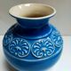 Ceramic vase ball blue art deco vintage carved numbered