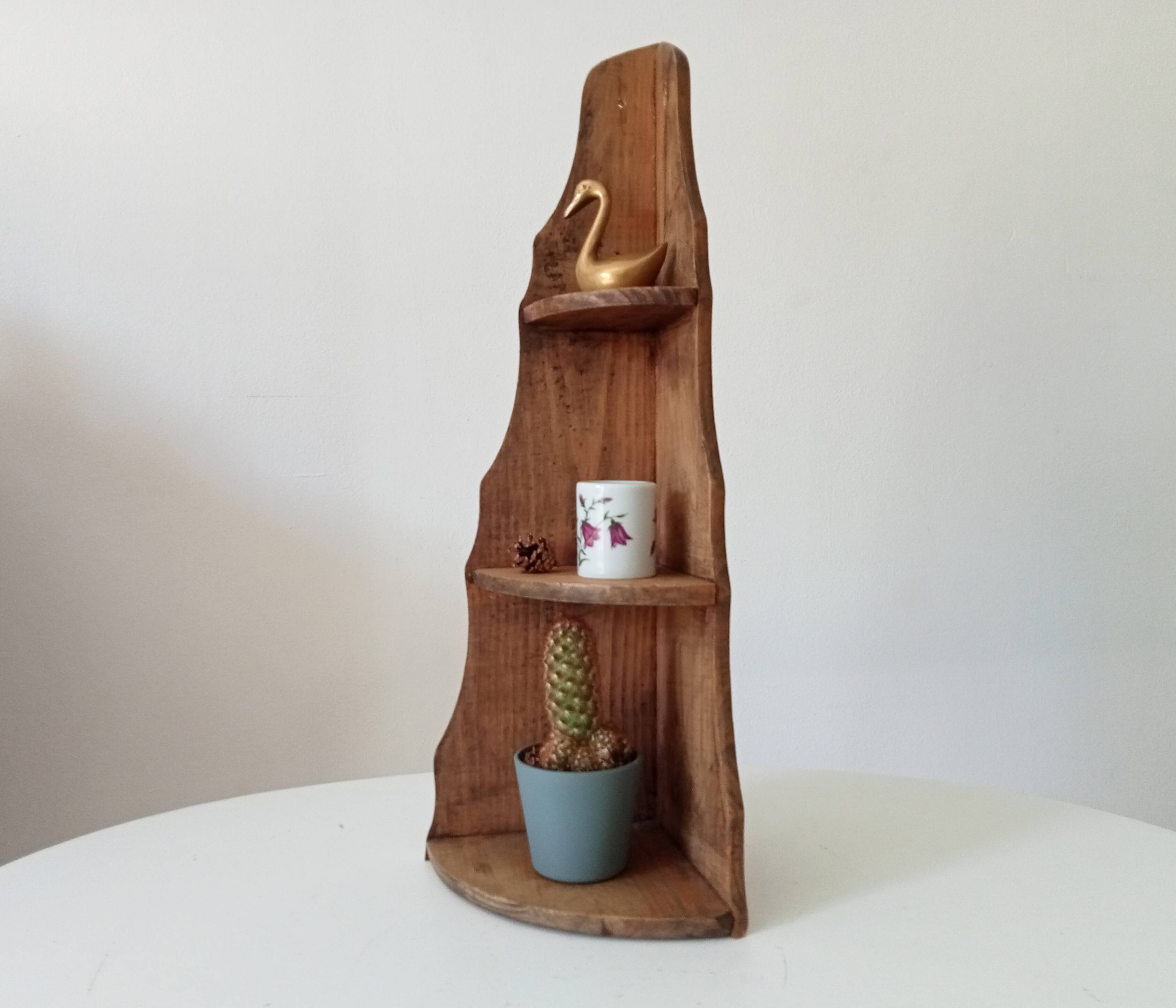 Antique wooden corner wall shelf