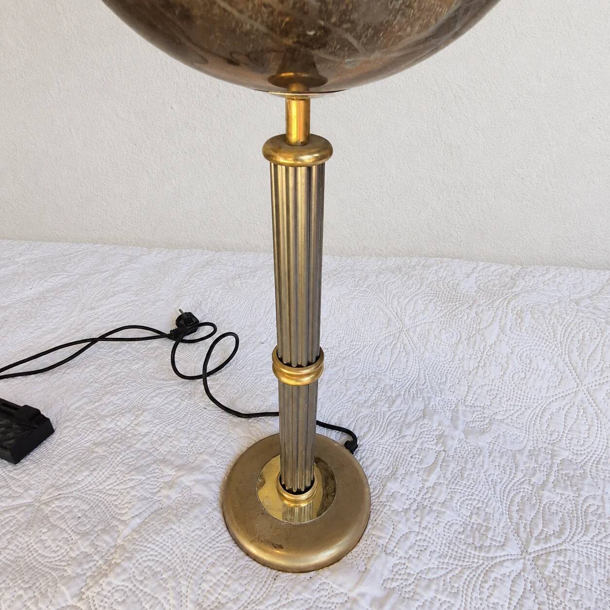 Rhoum JRL table lamp in gold and silver metal – Fluted column, made in France