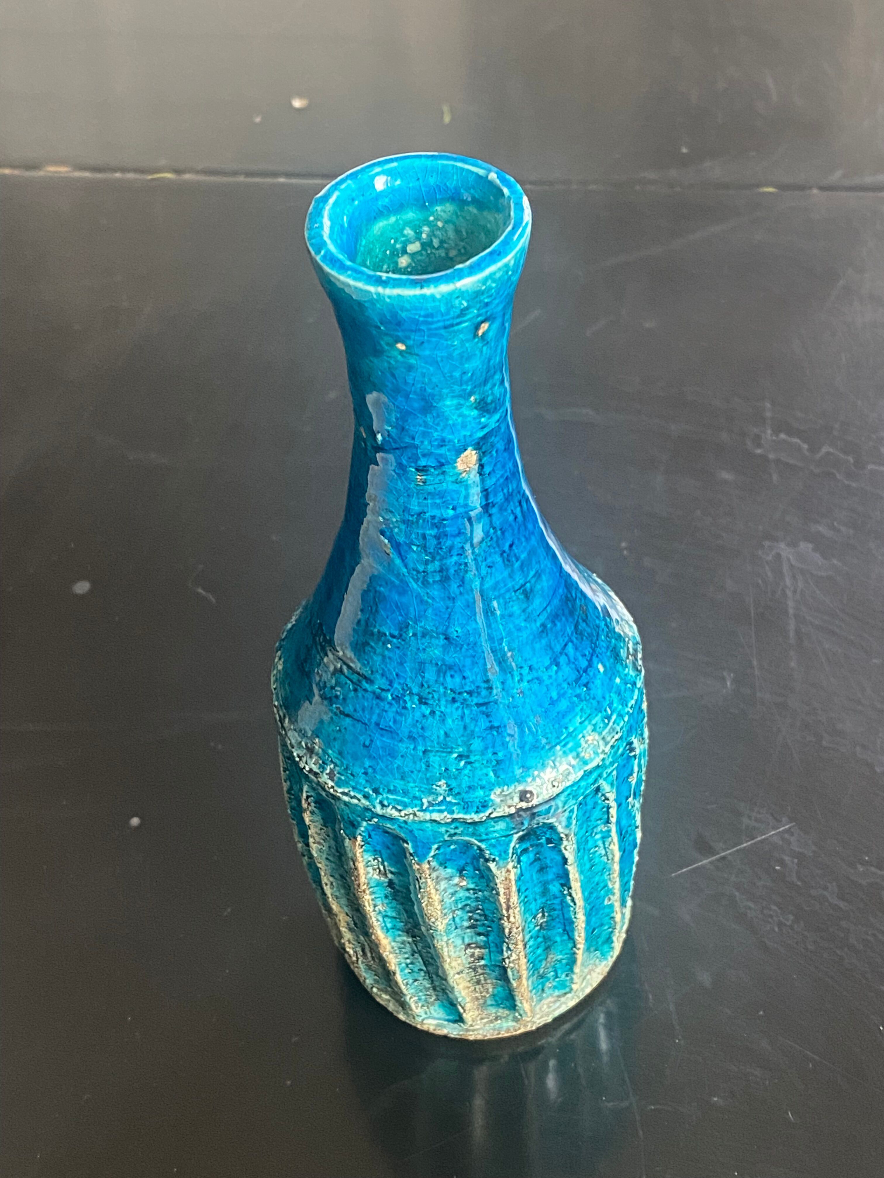 Vase vintage scandinave bleu