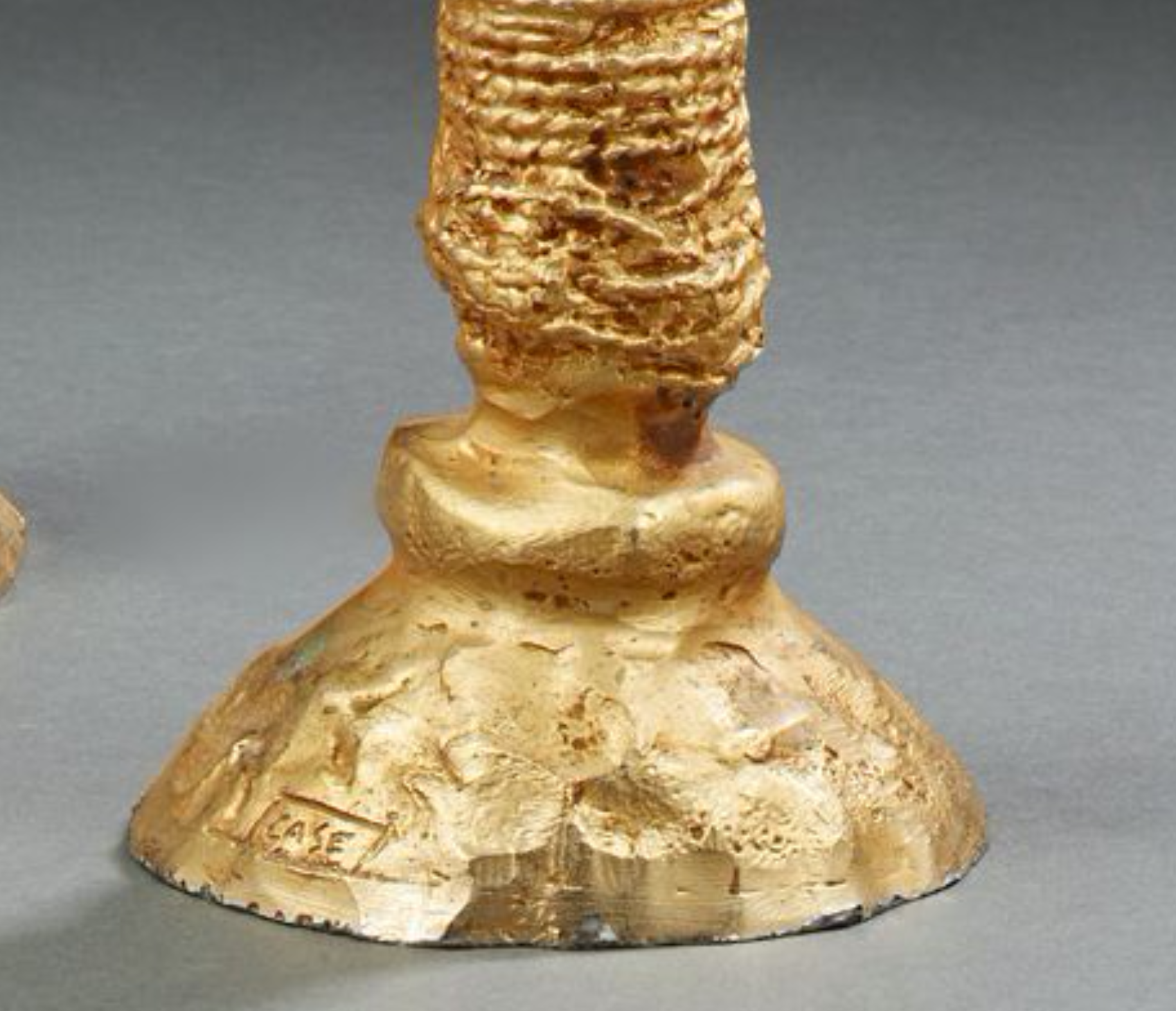 Pair of gilded bronze candle holders in gilded bronze - Pierre Casenove- Fondica 1991
