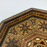 Plateau de service hexagonal en bois décoré de marqueterie marocaine Maroc