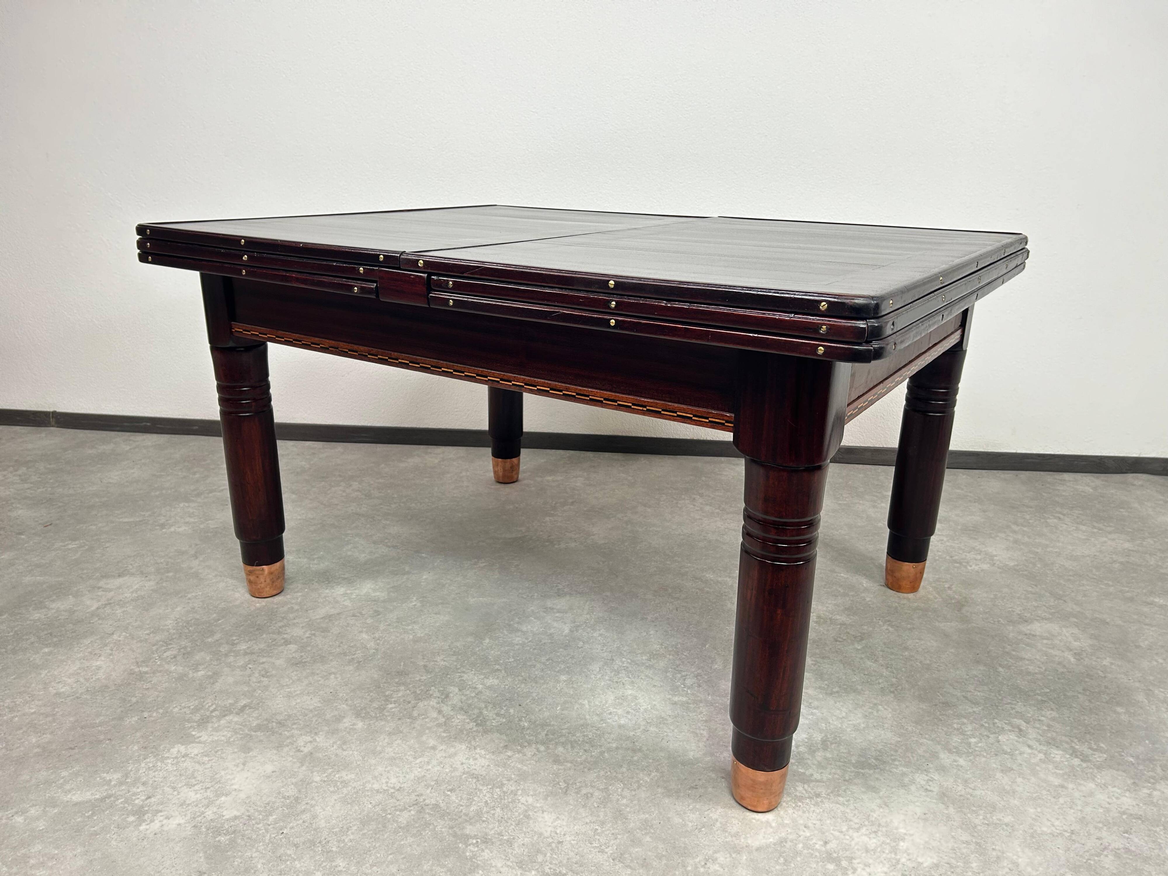 Large dining table in the Secession style by Karoly Lingel, Budapest.