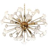 Lustre fleurs blanches murano verre spoutnik ovale en or