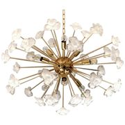 Lustre fleurs blanches murano verre spoutnik ovale en or