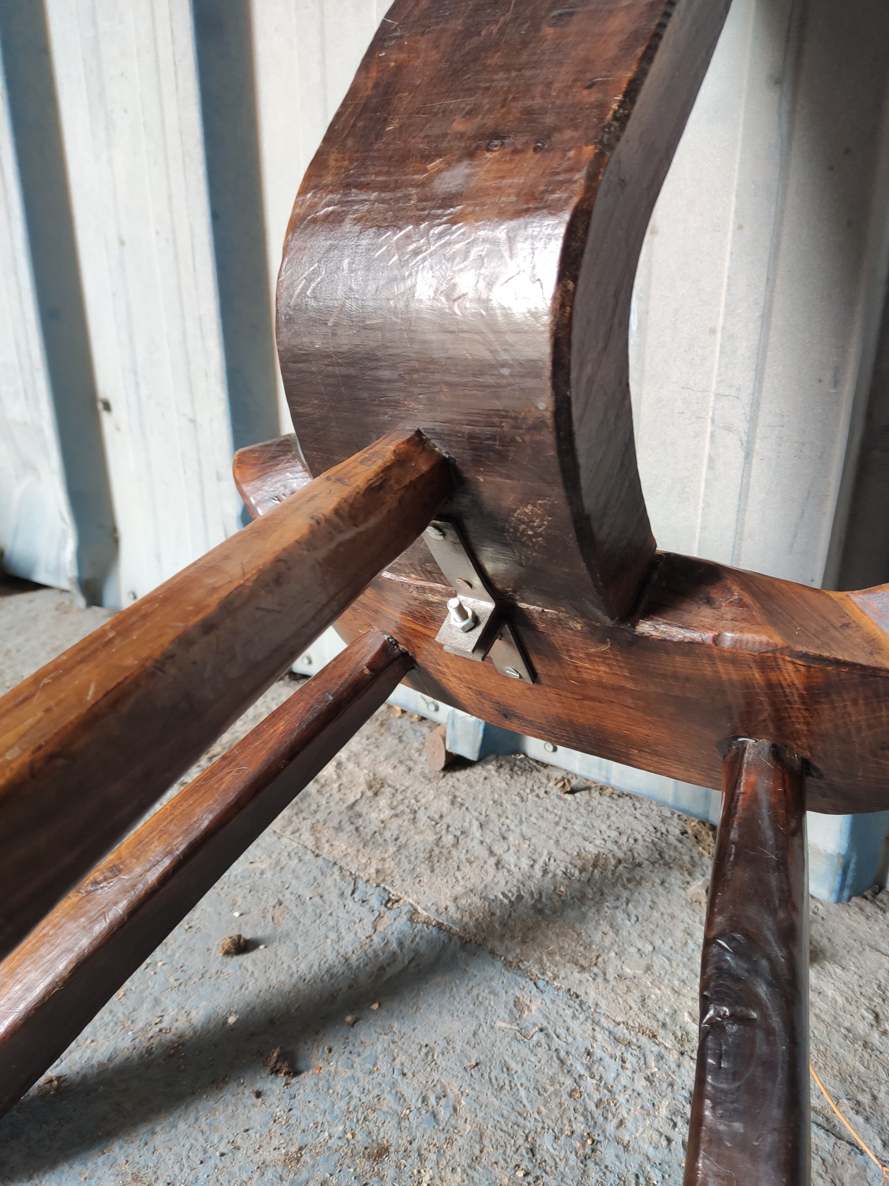 Brutalist tripod chair in solid wood