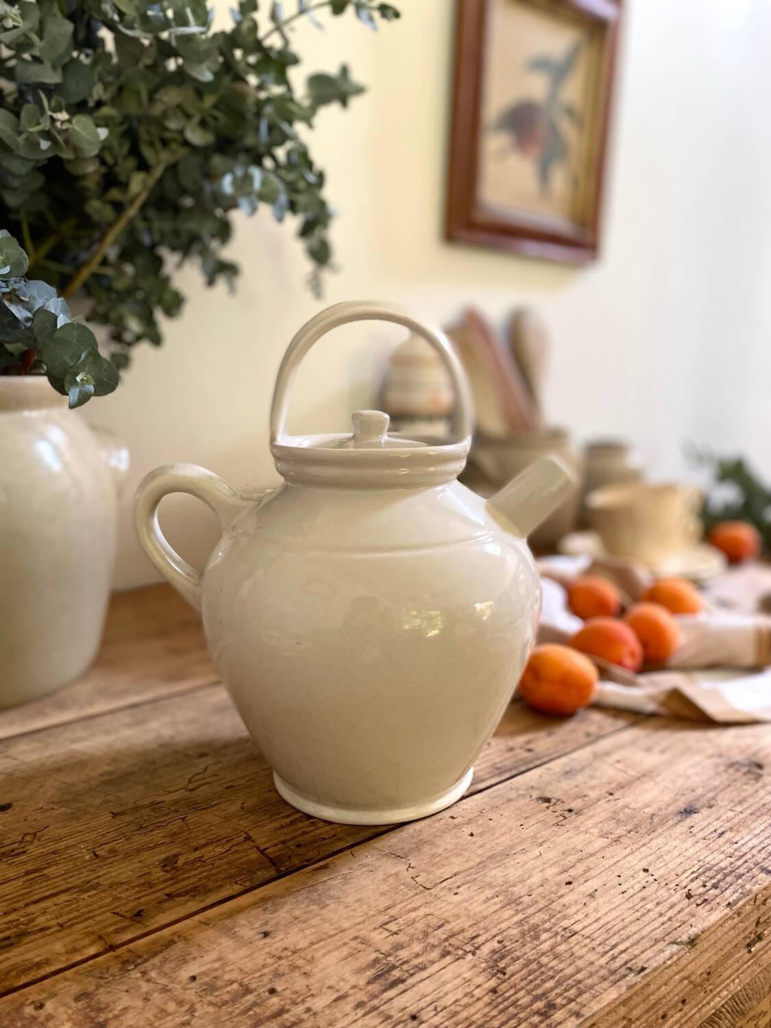 Antique Digoin earthenware teapot