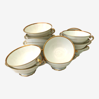 Set de 12 bols à 2 anses en porcelaine