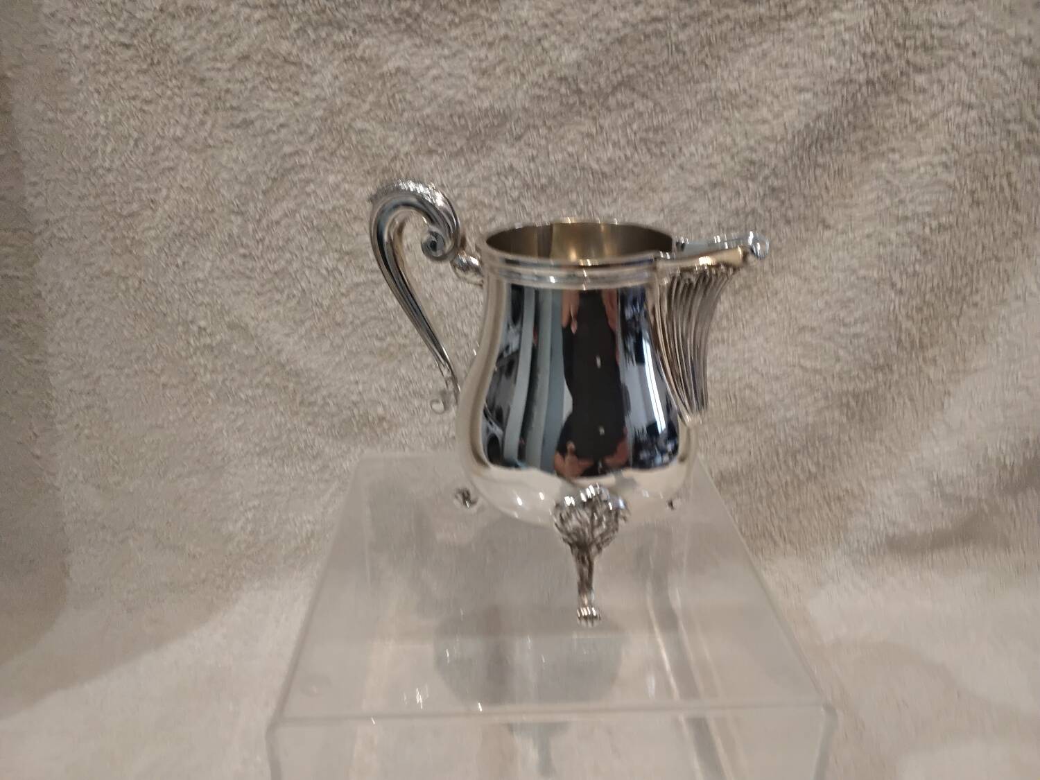 Silver-plated metal milk jug/creamer by Christofle Marly, rocaille style