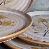Six Niderviller stoneware plates with vintage plant décor