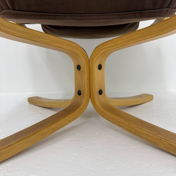 Fauteuil en cuir Falcon par Sigurd Ressel pour Vatne Møbler, années 1970.