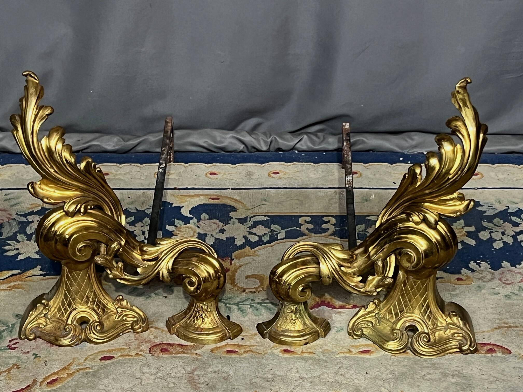 Solid gilded bronze log holder.