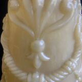 Pair of vintage Vierzon beige opaline vases